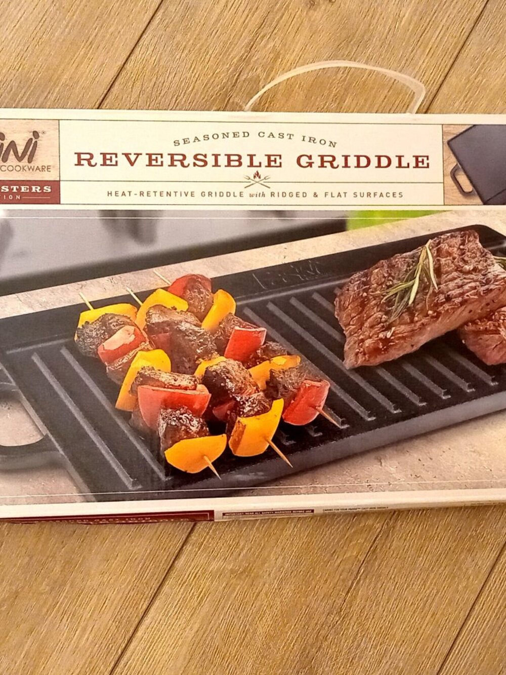 PARINI SEASONED CAST IRON REVERSIBLE GRIDDLE- NEW IN BOX